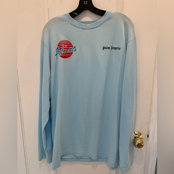 Palm Angels Adios long sleeve blue tshirt. Size Medium - Picture 2 of 6
